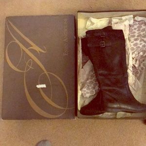 Black leather riding boots